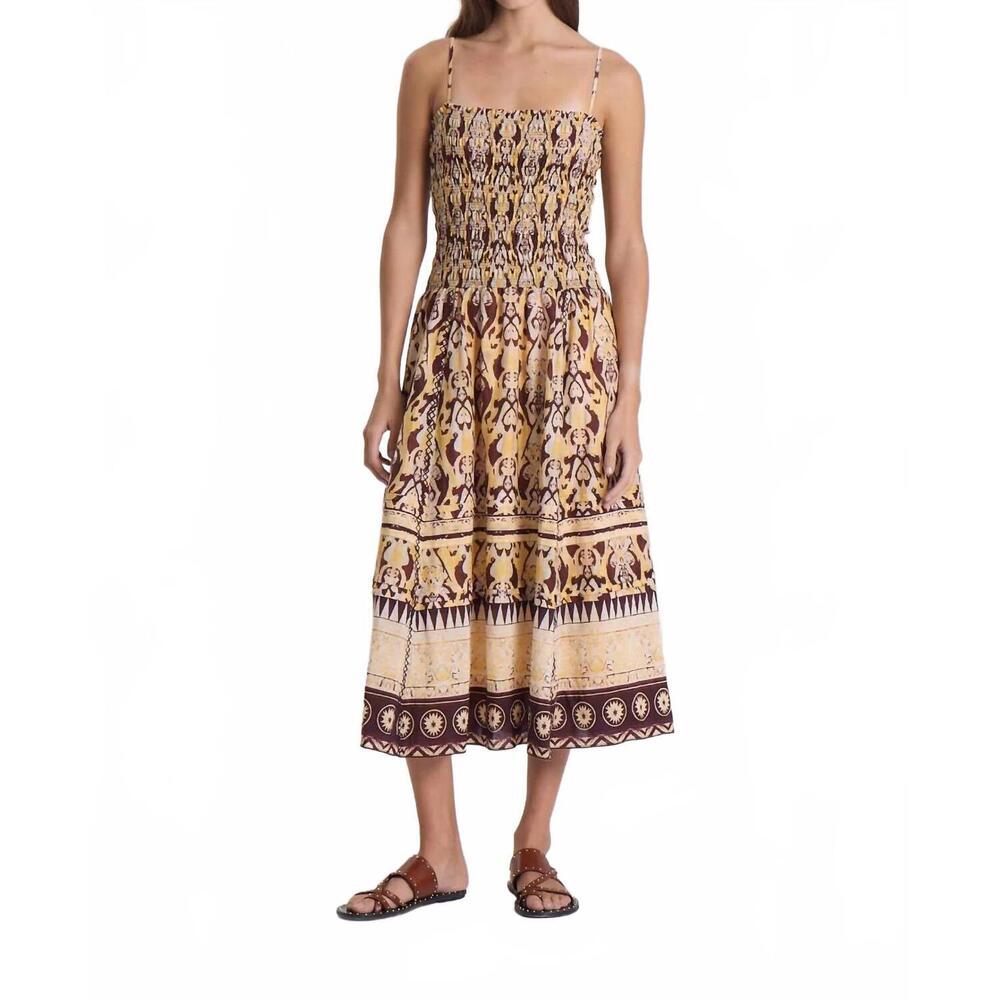 NEW MARIA CHER delancey selva midi dress in yellow vibes